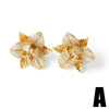 Wholesale Jewelry Copper Plated Real Gold Geometric Heartshaped Flower Earrings