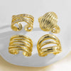 Wholesale Jewelry Copper Plated Real Gold Inlaid Zircon Geometric Doublelayer Open Ring