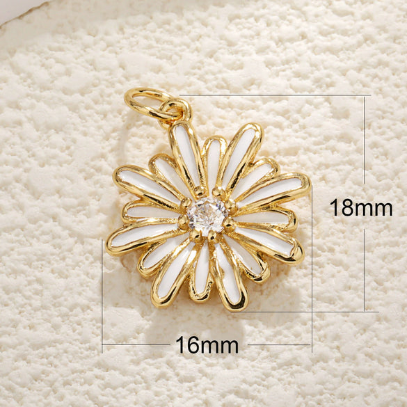 Wholesale Jewelry Copper Plated Real Gold Inlaid Zircon Oil Drop Flower Style Pendant Necklace