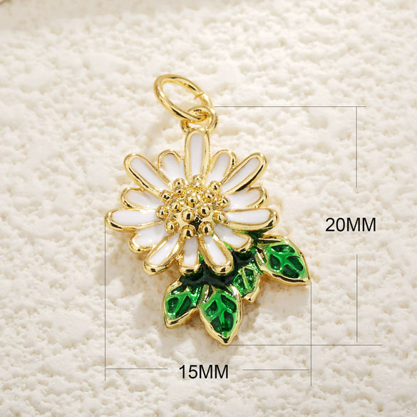 Wholesale Jewelry Copper Plated Real Gold Inlaid Zircon Oil Drop Flower Style Pendant Necklace
