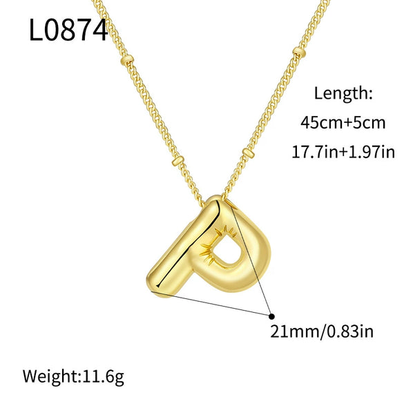 Wholesale Jewelry Copper Plated Real Gold Letter Bubble Necklace For Women