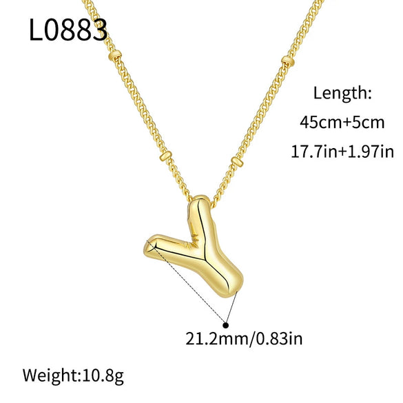 Wholesale Jewelry Copper Plated Real Gold Letter Bubble Necklace For Women