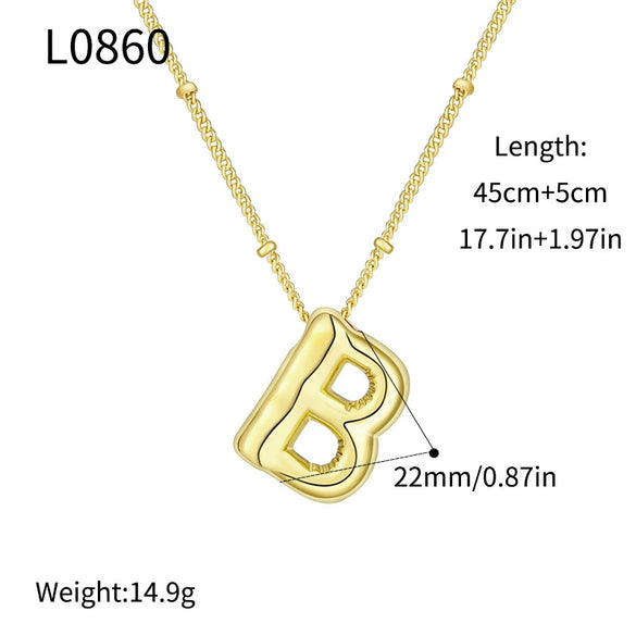 Wholesale Jewelry Copper Plated Real Gold Letter Bubble Necklace For Women