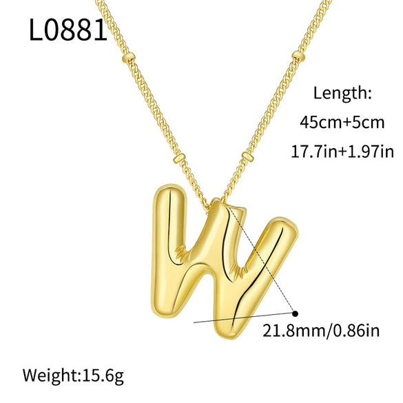 Wholesale Jewelry Copper Plated Real Gold Letter Bubble Necklace For Women