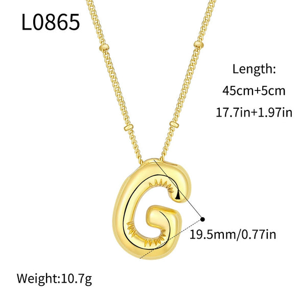 Wholesale Jewelry Copper Plated Real Gold Letter Bubble Necklace For Women
