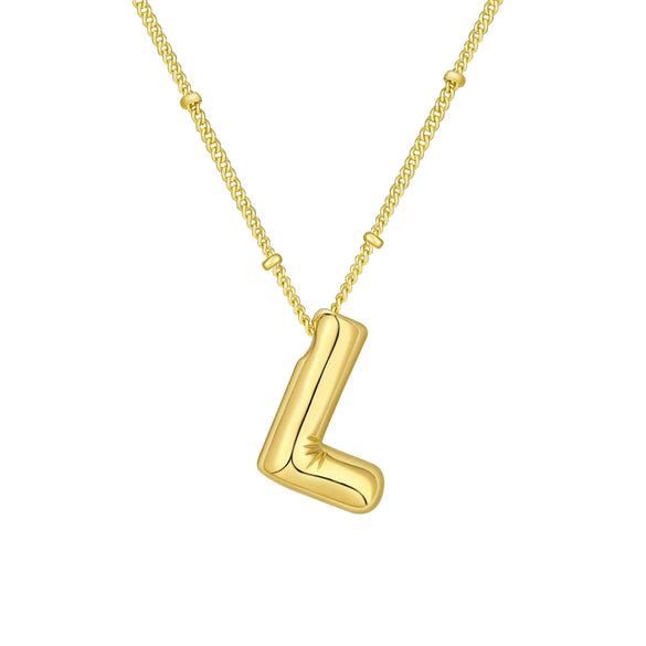 Wholesale Jewelry Copper Plated Real Gold Letter Bubble Necklace For Women
