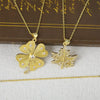 Wholesale Jewelry Copper Plated Real Gold Micro Zircon Fourleaf Clover Cross Pendant Minimalist Geometric Style Accessories