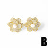 Wholesale Jewelry Copper Plated Real Gold Pearl Flower Inlaid Zircon Earrings