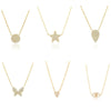 Wholesale Jewelry Copper Plated Real Gold Zircon Necklace With Geometric Star Butterfly Patterns And Ochain