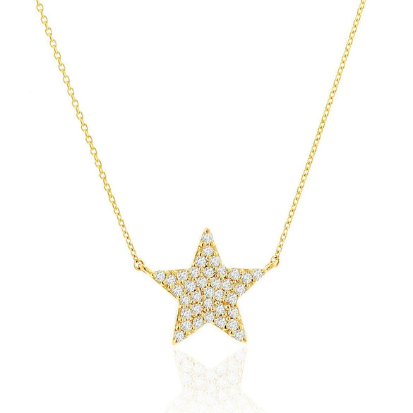 Wholesale Jewelry Copper Plated Real Gold Zircon Necklace With Geometric Star Butterfly Patterns And Ochain