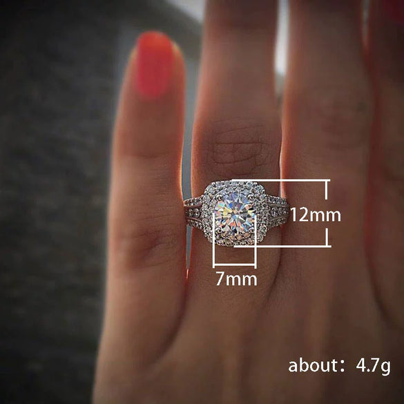 Wholesale Jewelry Copper Plated White Golden Light Luxury Geometric Zircon Ring For Women