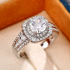 Wholesale Jewelry Copper Plated White Golden Light Luxury Geometric Zircon Ring For Women