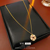 Wholesale Jewelry Copper Real Gold Electroplated Zircon Flower Geometric Pendant Necklace Light Luxury Elegant Clavicle Chain