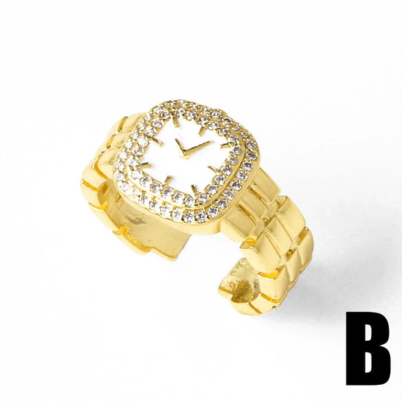 Wholesale Jewelry Copper Real Gold Plated Geometric Open Ring