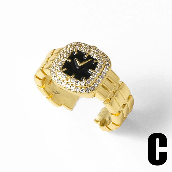 Wholesale Jewelry Copper Real Gold Plated Geometric Open Ring
