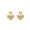 Wholesale Jewelry Copper Real Gold Plated Inlaid Zircon Women's Four Leaf Clover And Heart Shape Earrings