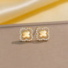 Wholesale Jewelry Copper Real Gold Plated Inlaid Zircon Women's Four Leaf Clover And Heart Shape Earrings