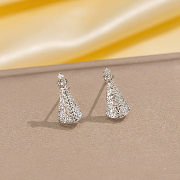 Wholesale Jewelry Copper Real Gold Plated Inlaid Zircon Women's Four Leaf Clover And Heart Shape Earrings