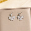 Wholesale Jewelry Copper Real Gold Plated Inlaid Zircon Women's Four Leaf Clover And Heart Shape Earrings