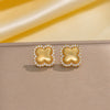 Wholesale Jewelry Copper Real Gold Plated Inlaid Zircon Women's Four Leaf Clover And Heart Shape Earrings