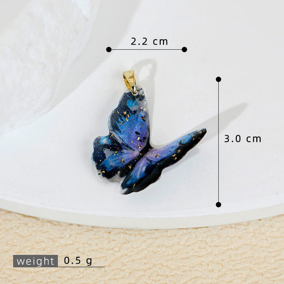 Wholesale Jewelry Copper Resin Colorful Butterfly Zodiac Cartoon Style Electroplated Pendant Accessories