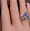 Wholesale Jewelry Copper Ring Fashion Classic With Blue Peacock Animals Zodiac Pattern And Electroplating Treatment