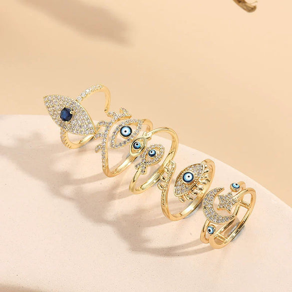 Wholesale Jewelry Copper Ring With Geometric Devil's Eye Electroplating For Women