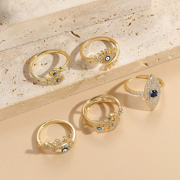 Wholesale Jewelry Copper Ring With Geometric Devil's Eye Electroplating For Women