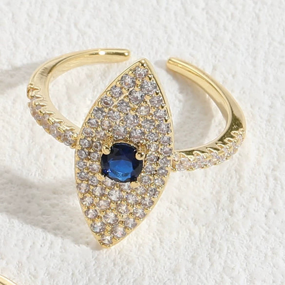 Wholesale Jewelry Copper Ring With Geometric Devil's Eye Electroplating For Women