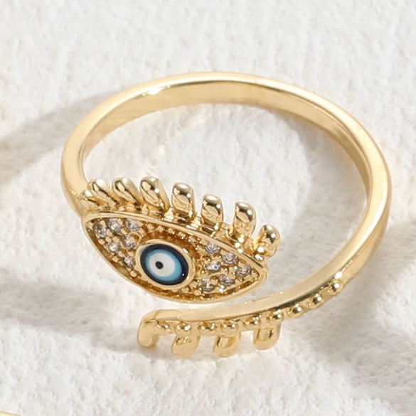 Wholesale Jewelry Copper Ring With Geometric Devil's Eye Electroplating For Women