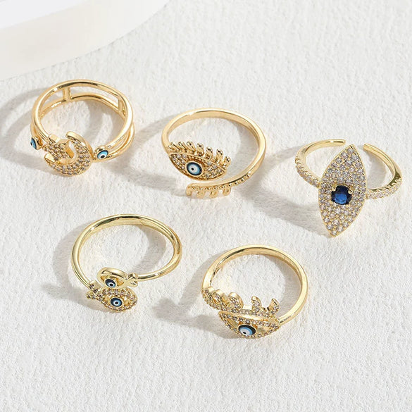 Wholesale Jewelry Copper Ring With Geometric Devil's Eye Electroplating For Women