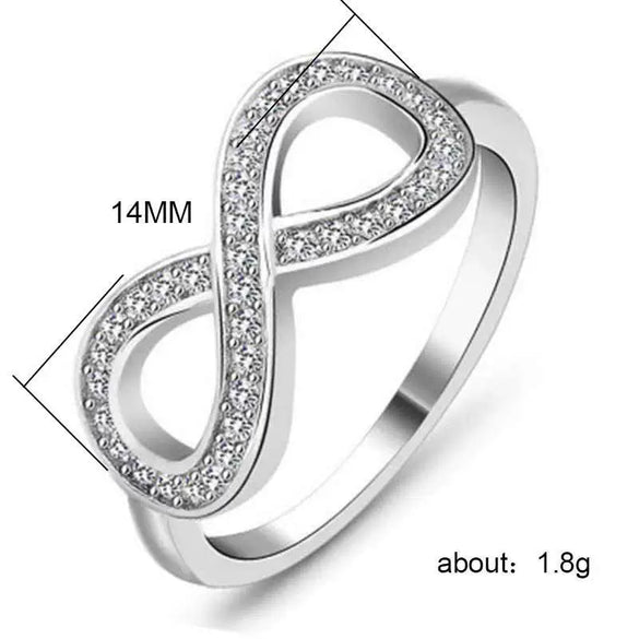 Wholesale Jewelry Copper Ring With Zircon Set Simple Infinite 8 Word Exaggerated Personality Design With Letters Numbers Text For Women