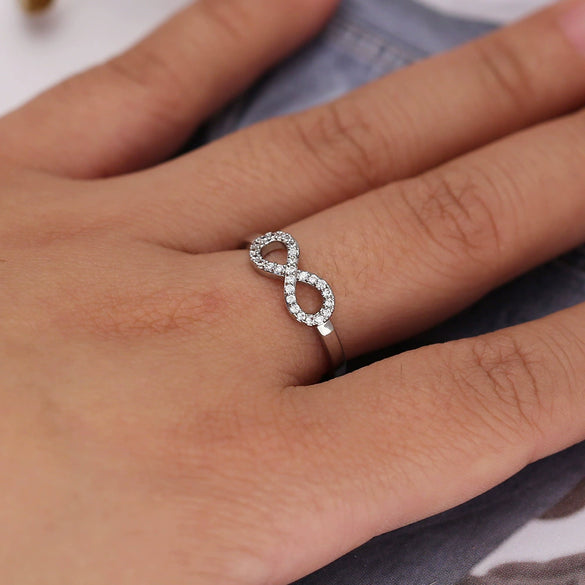 Wholesale Jewelry Copper Ring With Zircon Set Simple Infinite 8 Word Exaggerated Personality Design With Letters Numbers Text For Women