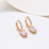 Wholesale Jewelry Copper Set Zircon Geometric Square Earrings Electroplating For Women
