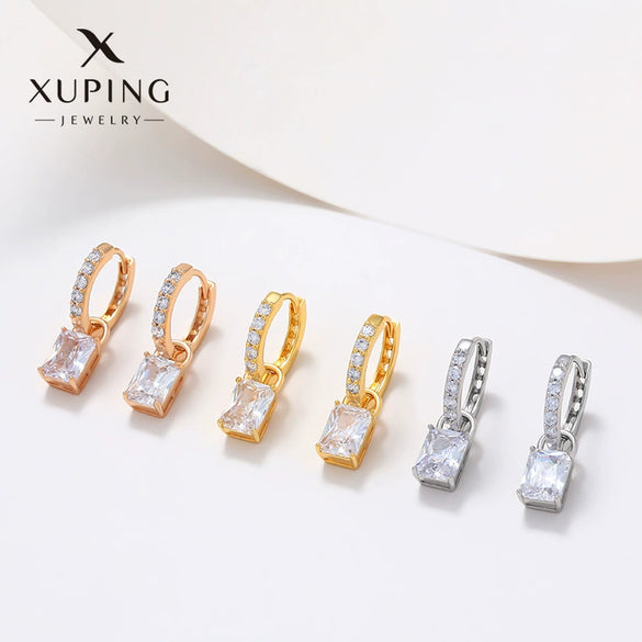 Wholesale Jewelry Copper Set Zircon Geometric Square Earrings Electroplating For Women