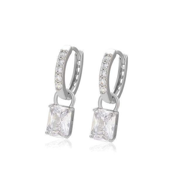Wholesale Jewelry Copper Set Zircon Geometric Square Earrings Electroplating For Women