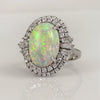 Wholesale Jewelry Copper Silver Inlaid Zircon Artificial Opal Geometric Ring For Women