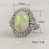 Wholesale Jewelry Copper Silver Inlaid Zircon Artificial Opal Geometric Ring For Women