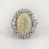 Wholesale Jewelry Copper Silver Inlaid Zircon Artificial Opal Geometric Ring For Women