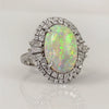 Wholesale Jewelry Copper Silver Inlaid Zircon Artificial Opal Geometric Ring For Women