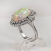 Wholesale Jewelry Copper Silver Inlaid Zircon Artificial Opal Geometric Ring For Women