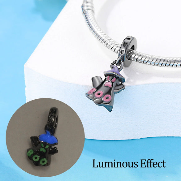 Wholesale Jewelry Copper Silver Plated Halloween Luminous Black Ghost Pendant Beads For Diy Bracelet Necklace With Dripping Oil Design