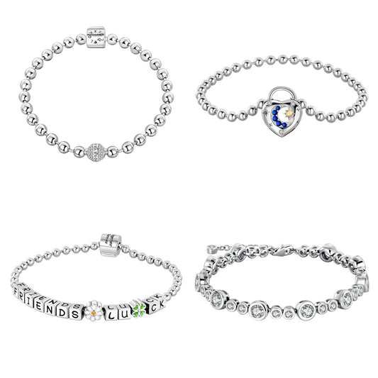 Wholesale Jewelry Copper Silverplated Butterfly Star And Moon Charm Bracelet For Women