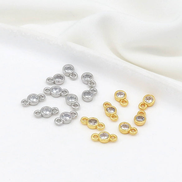 Wholesale Jewelry Copper Single Zirconium Microinlaid Pendant Necklace And Ring Bracelet Connector Electroplating Accessories Versatile Natural Style