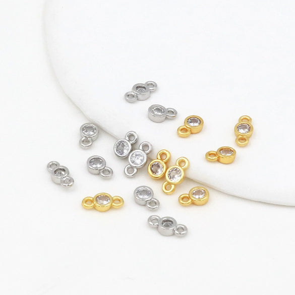 Wholesale Jewelry Copper Single Zirconium Microinlaid Pendant Necklace And Ring Bracelet Connector Electroplating Accessories Versatile Natural Style