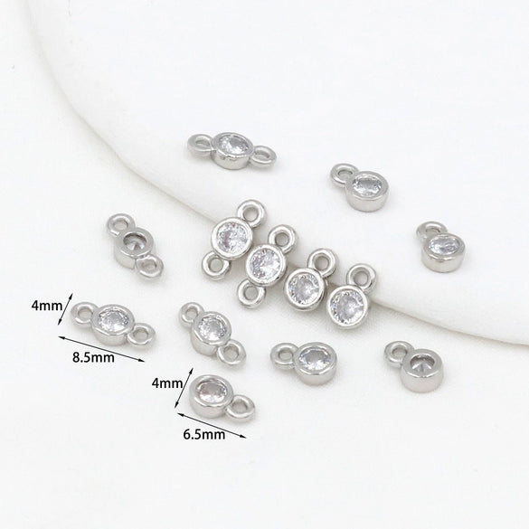 Wholesale Jewelry Copper Single Zirconium Microinlaid Pendant Necklace And Ring Bracelet Connector Electroplating Accessories Versatile Natural Style