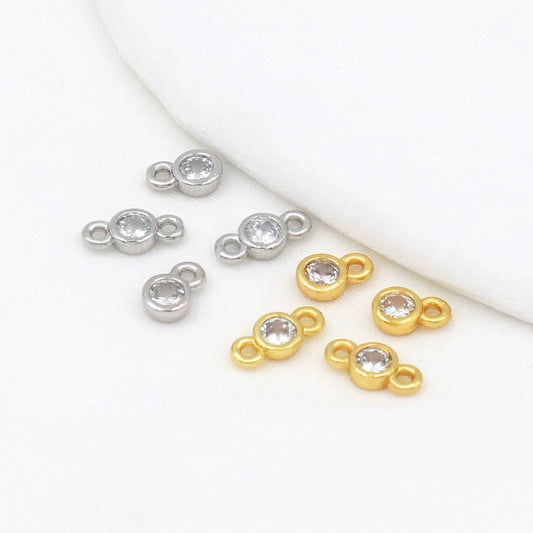 Wholesale Jewelry Copper Single Zirconium Microinlaid Pendant Necklace And Ring Bracelet Connector Electroplating Accessories Versatile Natural Style