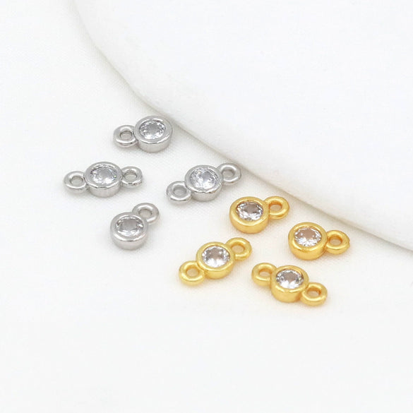 Wholesale Jewelry Copper Single Zirconium Microinlaid Pendant Necklace And Ring Bracelet Connector Electroplating Accessories Versatile Natural Style