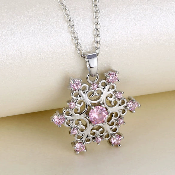 Wholesale Jewelry Copper Snowflake Pendant Necklace With Diamond And Geometric Design For Women