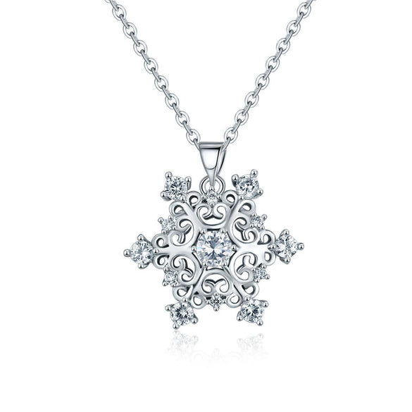 Wholesale Jewelry Copper Snowflake Pendant Necklace With Diamond And Geometric Design For Women